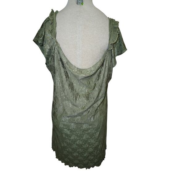 Green Lace Floral Midi Dress Size 3XL β Ruffle Trim Cottagecore Mesh Overlay NWT - Picture 8 of 9